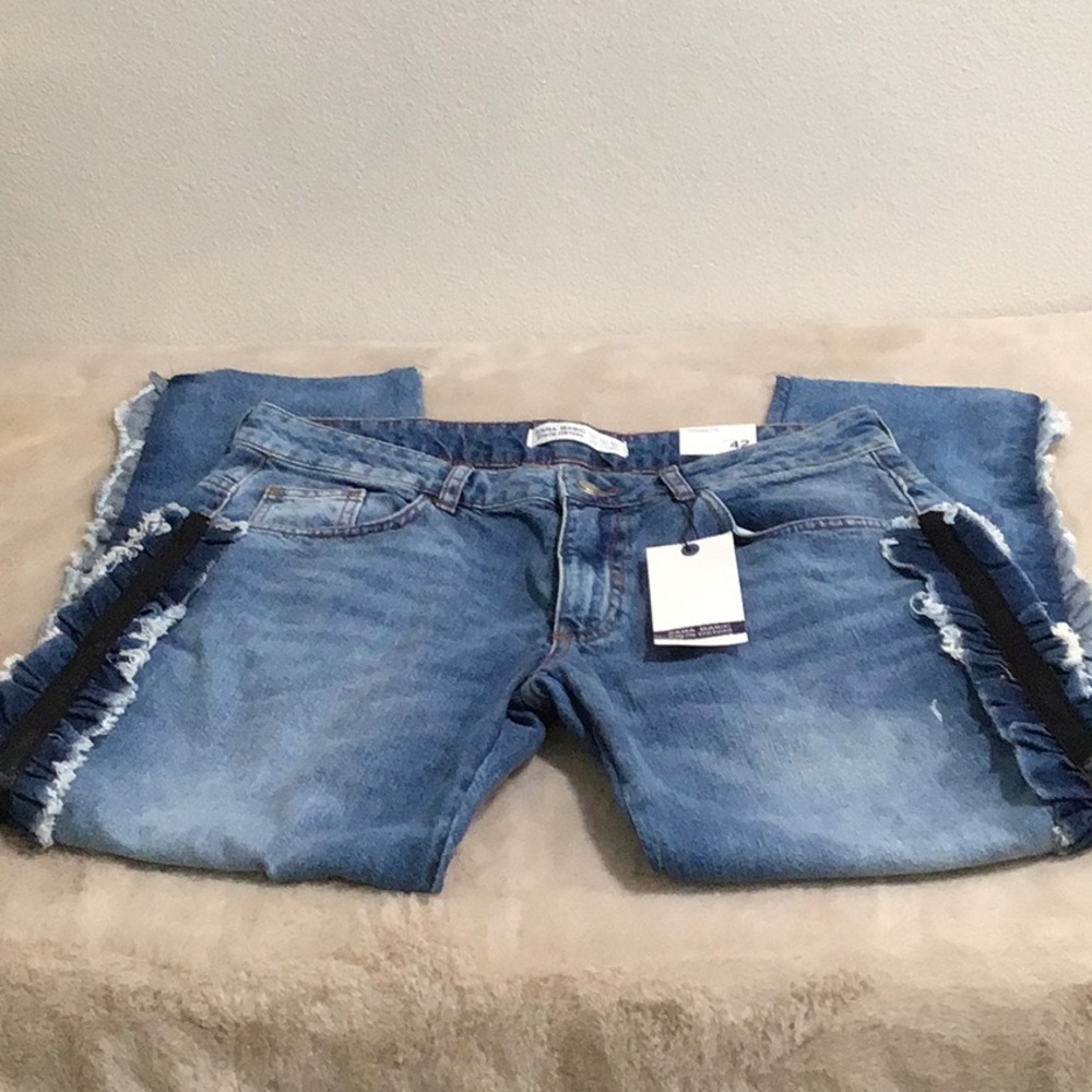 🆕 ZARA Basic Denim “Cigarette” Medium Wash Relaxed Fit Mid Rise